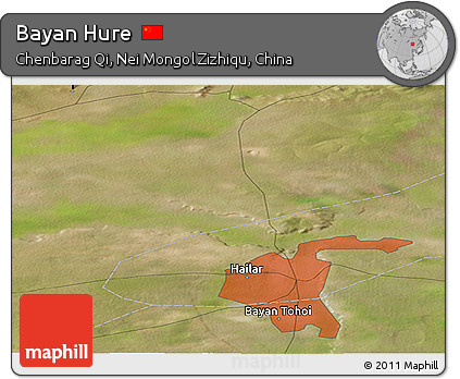 Satellite Panoramic Map of Bayan Hure