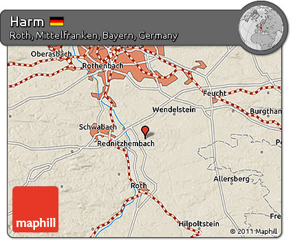 Shaded Relief 3D Map of Harm