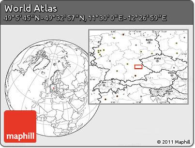 Blank Location Map of the Area around 49° 19' 21" N, 11° 58' 29" E