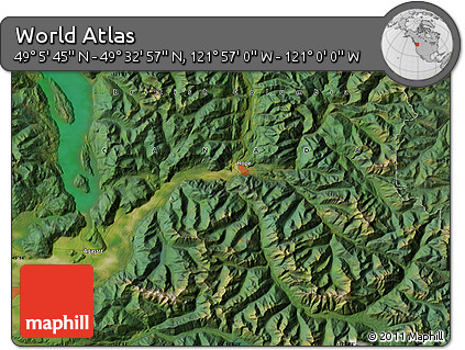 Satellite Map of the Area around 49° 19' 21" N, 121° 28' 29" W