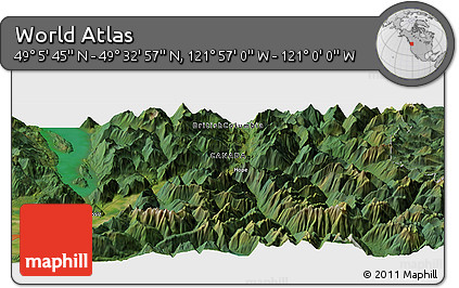 Satellite Panoramic Map of the Area around 49° 19' 21" N, 121° 28' 29" W