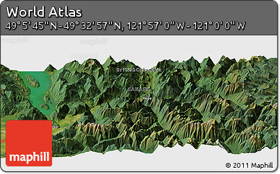Satellite Panoramic Map of the Area around 49° 19' 21" N, 121° 28' 29" W