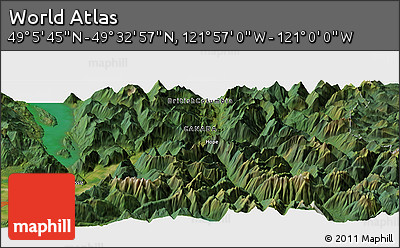 Satellite Panoramic Map of the Area around 49° 19' 21" N, 121° 28' 29" W
