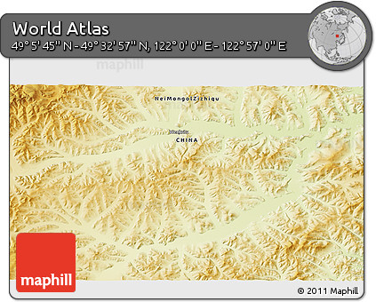 Physical 3D Map of the Area around 49° 19' 21" N, 122° 28' 29" E
