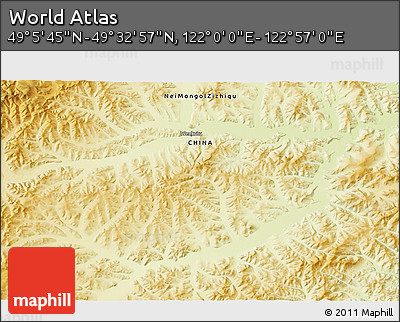 Physical 3D Map of the Area around 49° 19' 21" N, 122° 28' 29" E