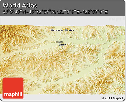 Physical 3D Map of the Area around 49° 19' 21" N, 122° 28' 29" E