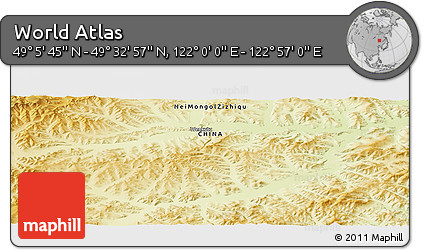Physical Panoramic Map of the Area around 49° 19' 21" N, 122° 28' 29" E