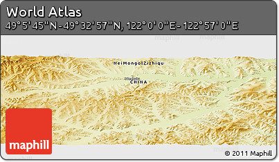 Physical Panoramic Map of the Area around 49° 19' 21" N, 122° 28' 29" E