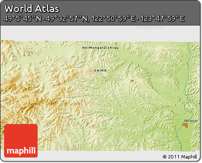 Physical 3D Map of the Area around 49° 19' 21" N, 123° 19' 29" E