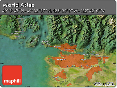 Satellite Map of the Area around 49° 19' 21" N, 123° 10' 30" W
