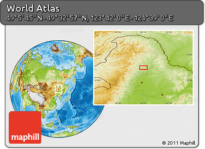 Physical Location Map of the Area around 49° 19' 21" N, 124° 10' 30" E