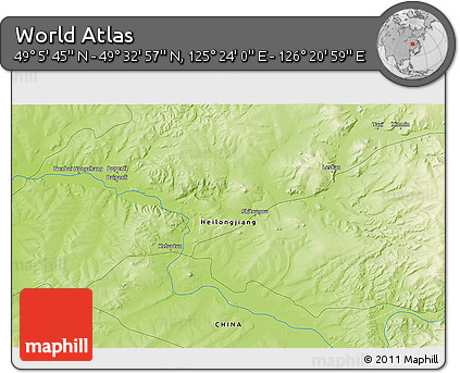 Physical 3D Map of the Area around 49° 19' 21" N, 125° 52' 30" E