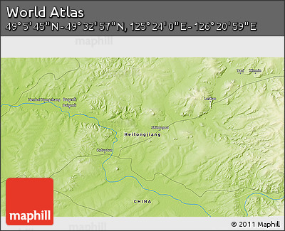 Physical 3D Map of the Area around 49° 19' 21" N, 125° 52' 30" E