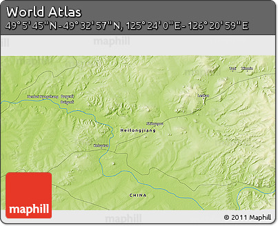 Physical 3D Map of the Area around 49° 19' 21" N, 125° 52' 30" E