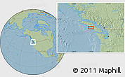 Savanna Style Location Map of Tofino, hill shading