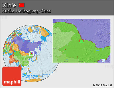 Political Location Map of Xin'e