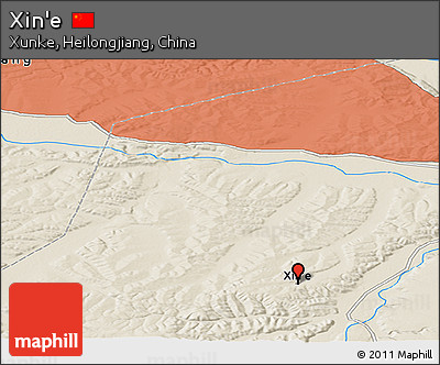 Shaded Relief Panoramic Map of Xin'e