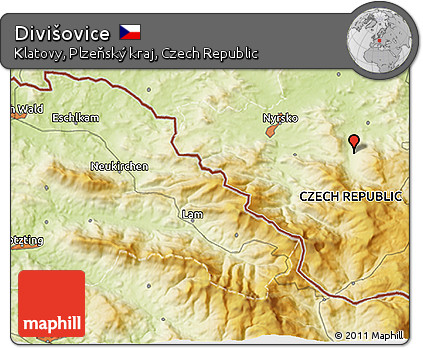 Physical 3D Map of Divišovice