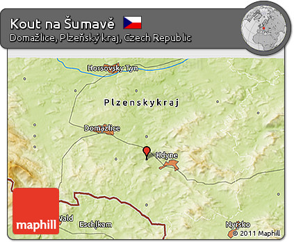 Physical 3D Map of Kout Na Šumavě