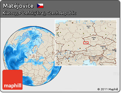 Shaded Relief Location Map of Matějovice