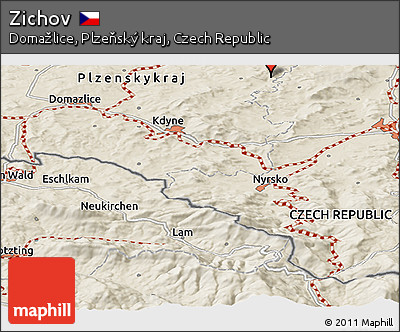 Shaded Relief Panoramic Map of Zichov