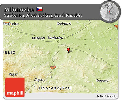Physical 3D Map of Miloňovice