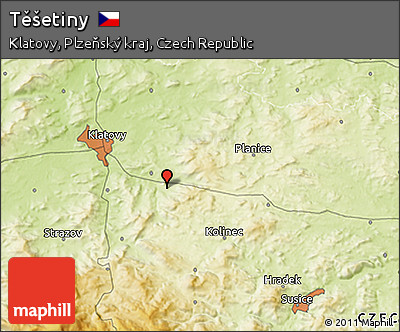 Physical 3D Map of Těšetiny
