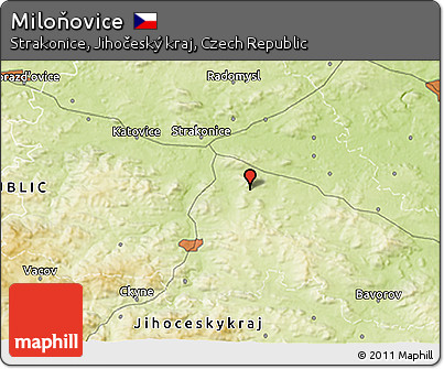 Physical 3D Map of Miloňovice