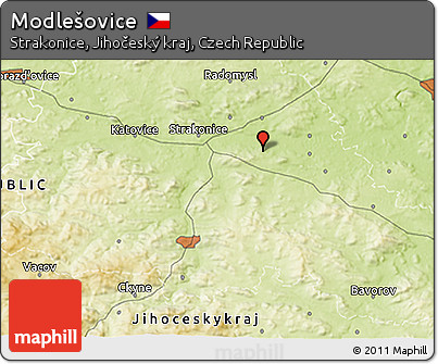Physical 3D Map of Modlešovice