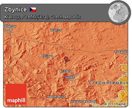 Political 3D Map of Zbynice
