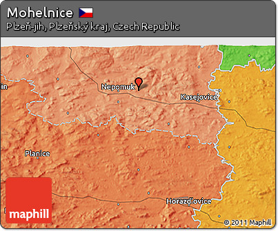 Political 3D Map of Mohelnice