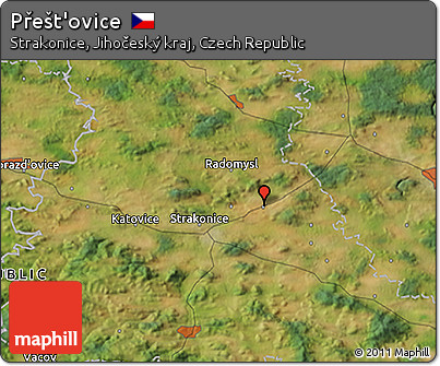 Satellite 3D Map of Přešt'ovice