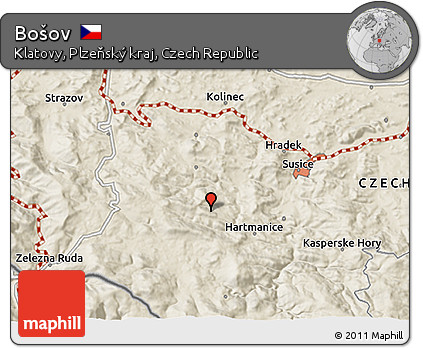 Shaded Relief 3D Map of Bošov