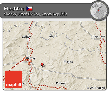 Shaded Relief 3D Map of Mochtín