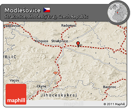 Shaded Relief 3D Map of Modlešovice