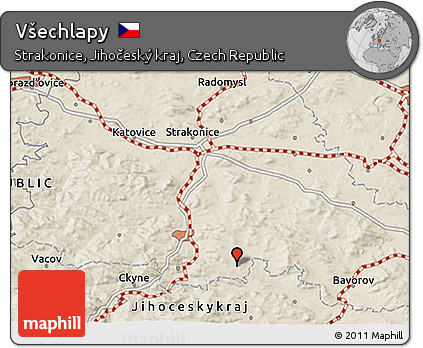 Shaded Relief 3D Map of Všechlapy