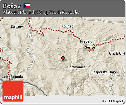 Shaded Relief 3D Map of Bošov