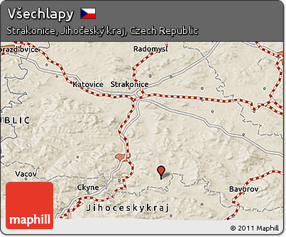 Shaded Relief 3D Map of Všechlapy