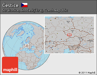 Gray Location Map of Čestice