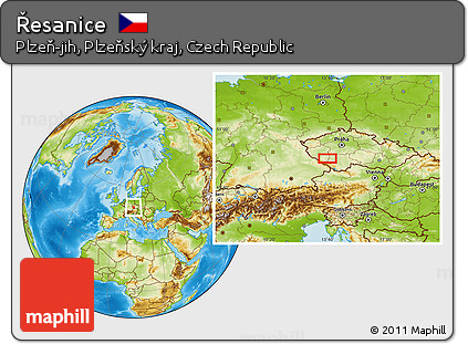 Physical Location Map of Řesanice