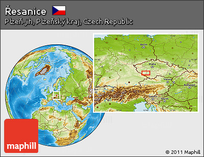 Physical Location Map of Řesanice