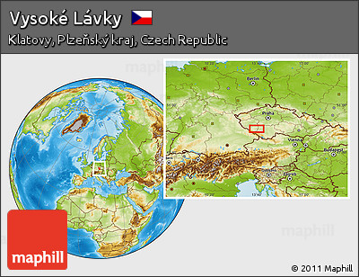 Physical Location Map of Vysoké Lávky