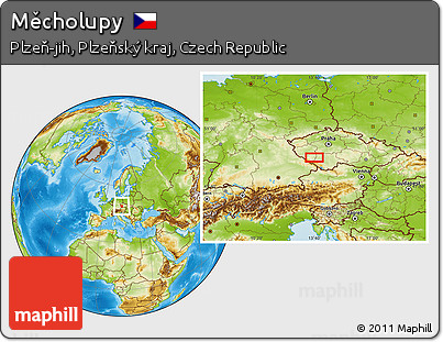 Physical Location Map of Měcholupy