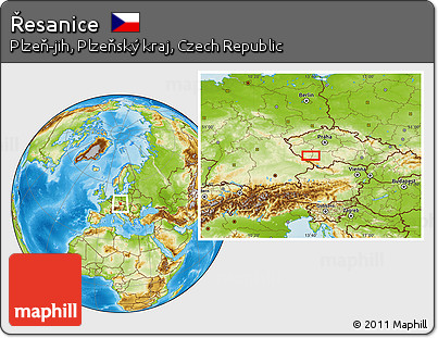 Physical Location Map of Řesanice