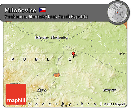 Physical Map of Miloňovice