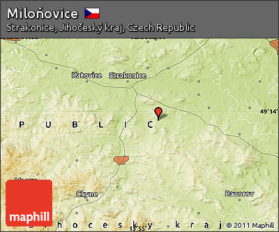 Physical Map of Miloňovice