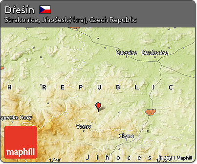 Physical Map of Dřešín