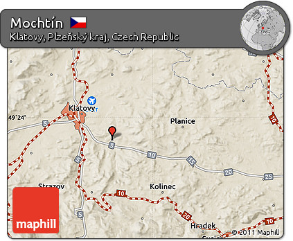 Shaded Relief Map of Mochtín