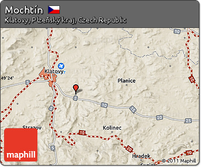 Shaded Relief Map of Mochtín