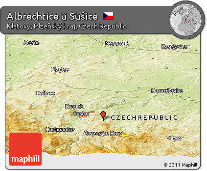 Physical Panoramic Map of Albrechtice U Sušice